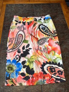 Milano Multicolor Floral Paisley Pencil Skirt